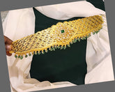 Gold Polish White Pendant Waist Belt - WB006